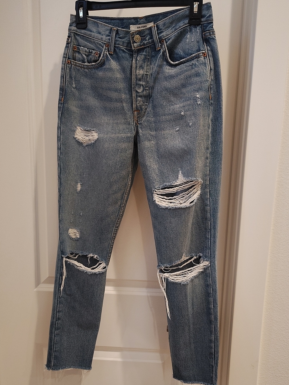GRLFRND Distressed Light Blue Boyfriend Jeans